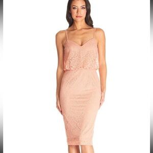 NEW Dress the Population Alisha Blush Lace Cocktail Dress XXL 2XL